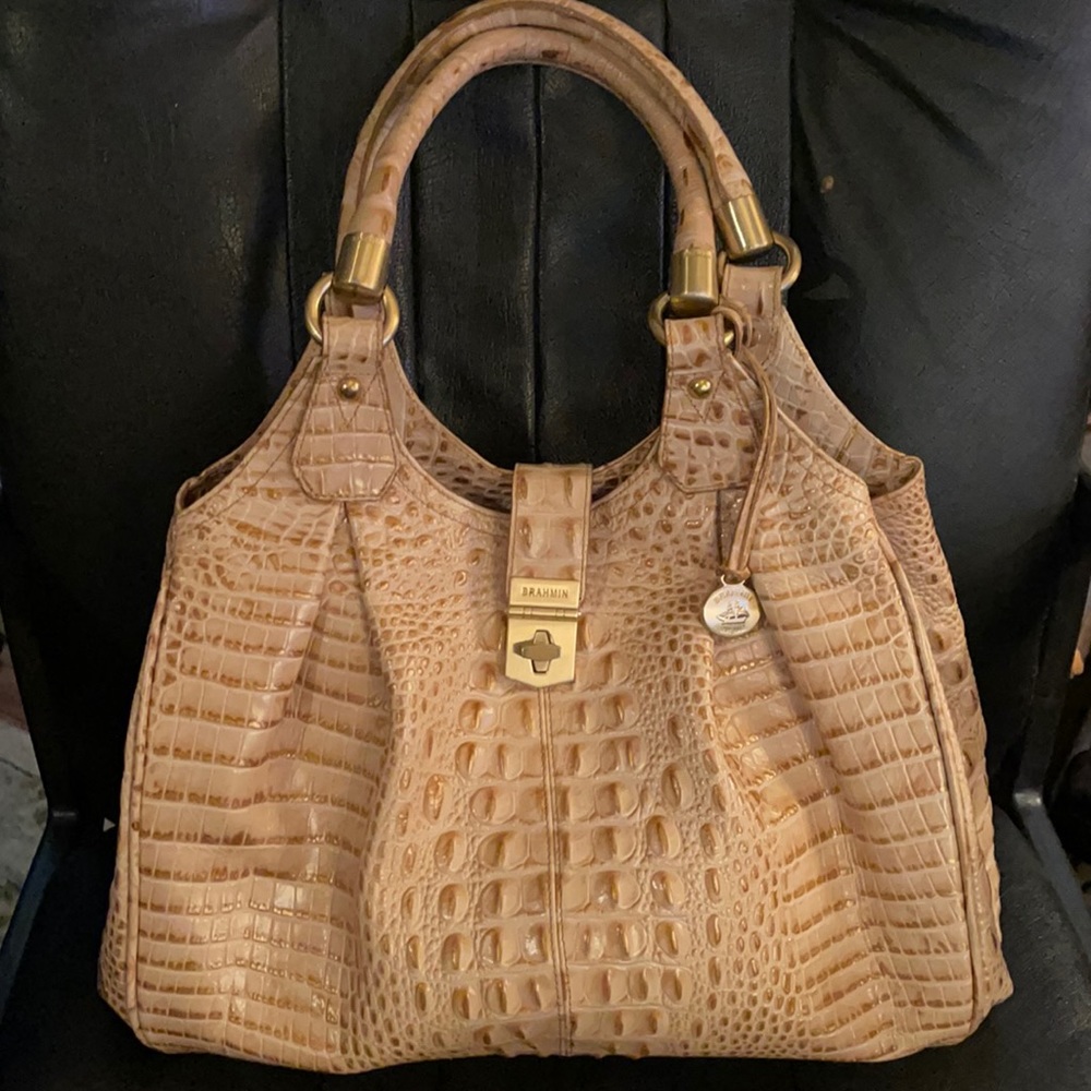 Brahmin “Elisa” croc-embossed satchel (used)